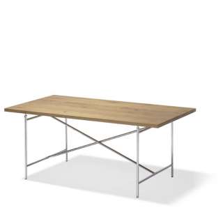 - Eiermann 2 Esstisch - Tischplatte Eiche natur - Gestell verchromt - 160 x 83 cm - indoor