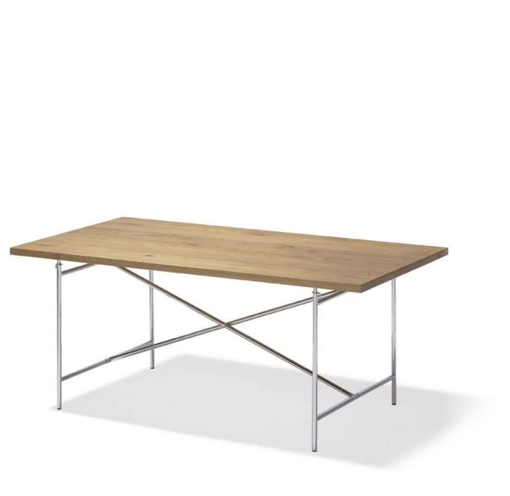 - Eiermann 2 Esstisch - Tischplatte Eiche natur - Gestell verchromt - 200 x 90 cm - indoor