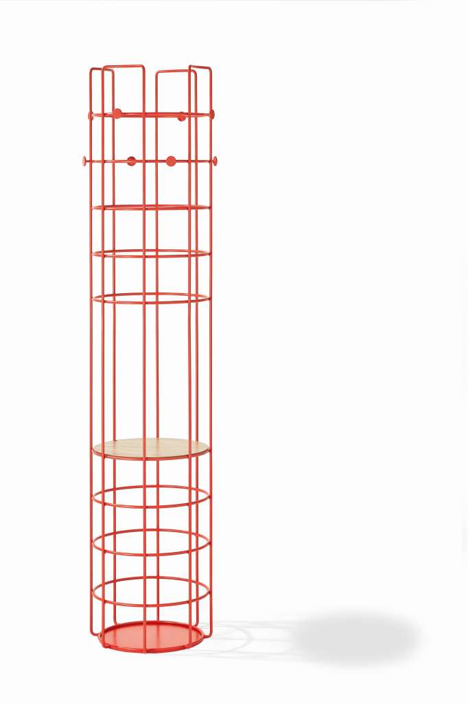 Richard Lampert - Bazar Wandgarderobe - blutorange - mit Einlegeboden - indoor