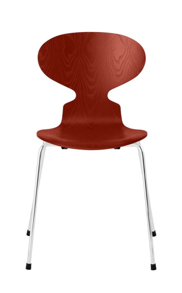 Fritz Hansen - Ant Stuhl - venetian red - gefärbte Esche - Chrom Gestell - indoor