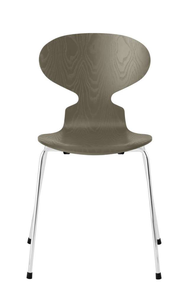 Fritz Hansen - Ant Stuhl - olive green  - gefärbte Esche - Chrom Gestell - indoor