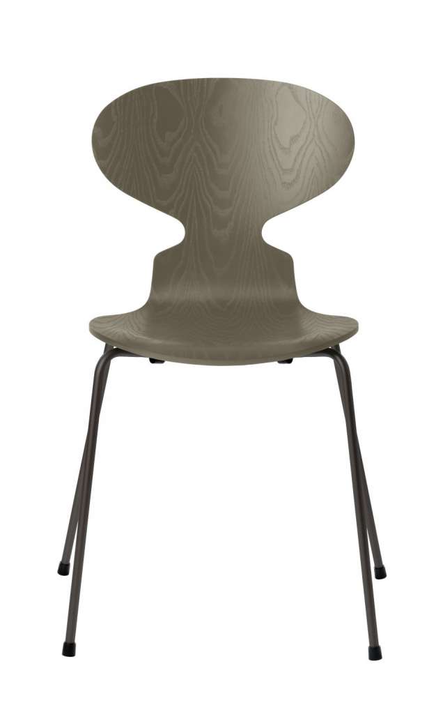 Fritz Hansen - Ant Stuhl - olive green  - gefärbte Esche - Chrom Gestell - indoor