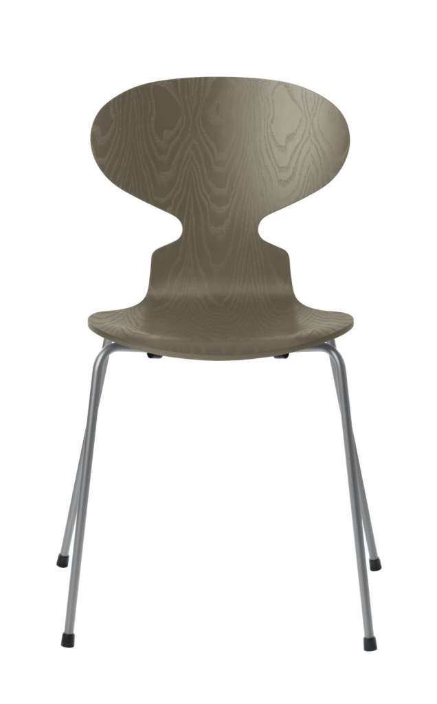Fritz Hansen - Ant Stuhl - olive green  - gefärbte Esche - Chrom Gestell - indoor