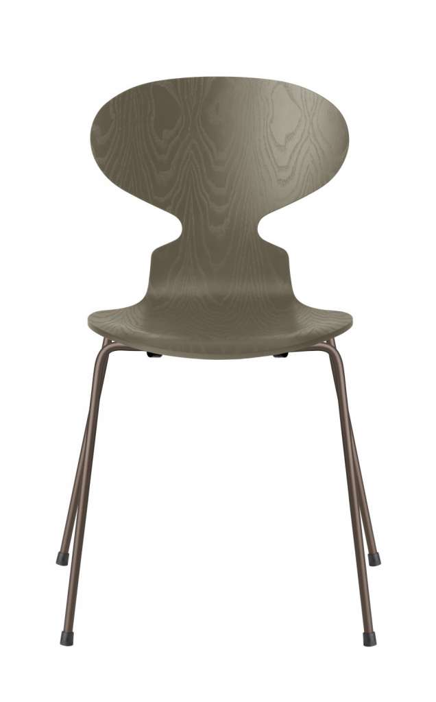 Fritz Hansen - Ant Stuhl - olive green  - gefärbte Esche - Chrom Gestell - indoor