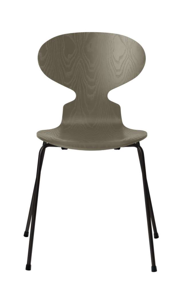 Fritz Hansen - Ant Stuhl - olive green  - gefärbte Esche - Chrom Gestell - indoor
