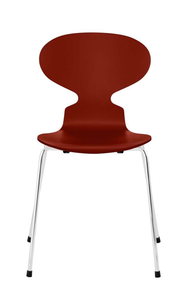 Fritz Hansen - Ant Stuhl - venetian red - gefärbte Esche - Chrom Gestell - indoor