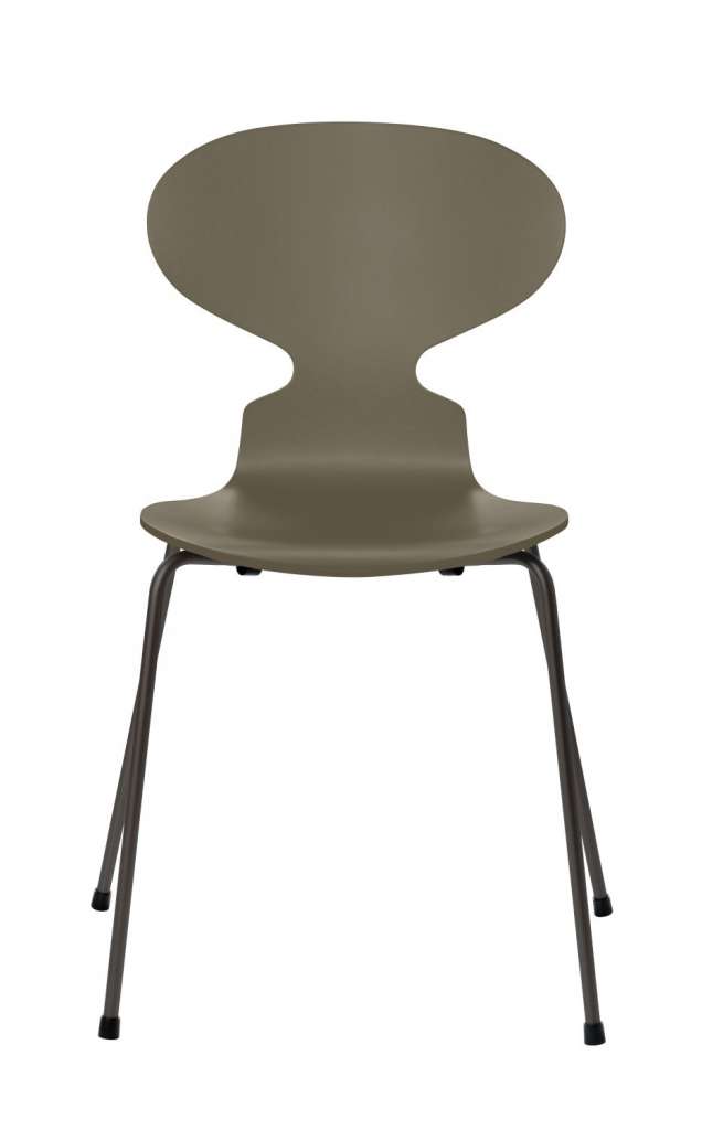 Fritz Hansen - Ant Stuhl - olive green  - gefärbte Esche - Chrom Gestell - indoor