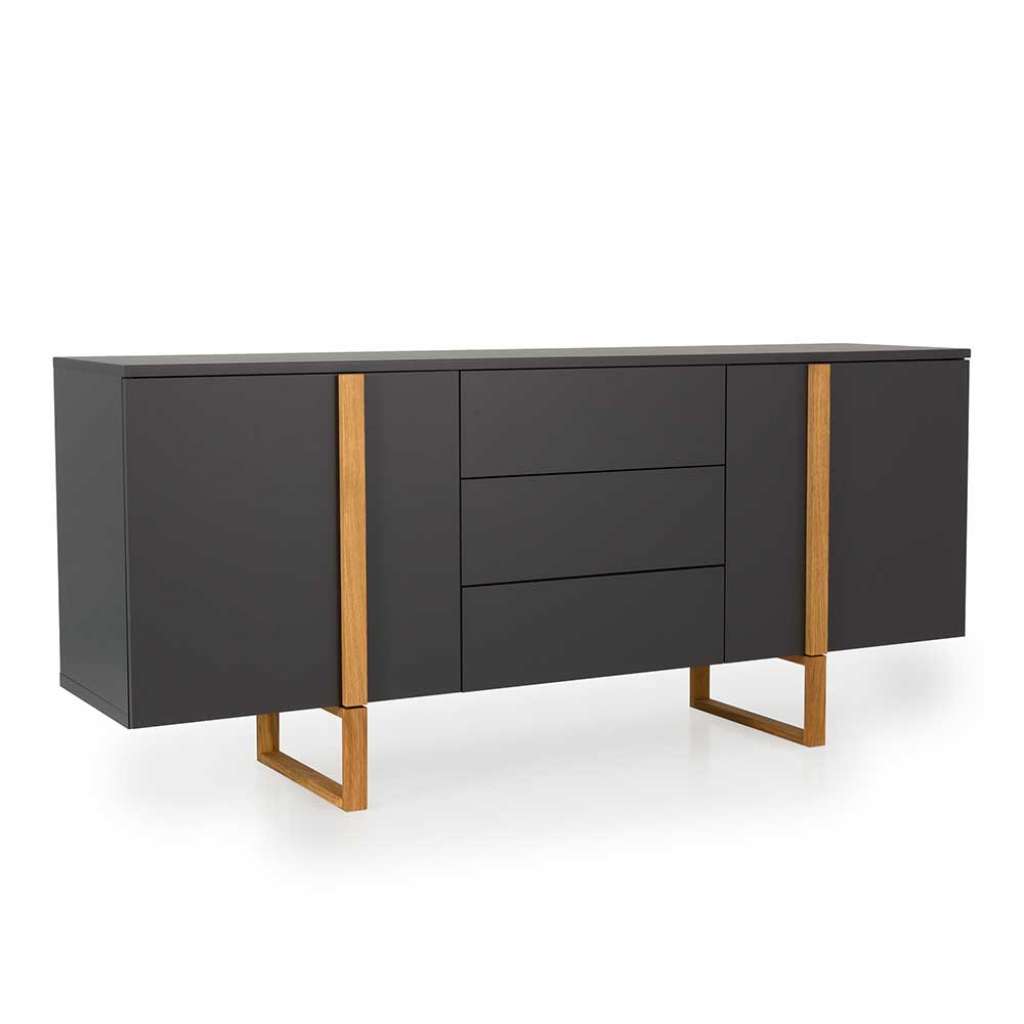 Esszimmerkommode in Anthrazit und Eiche Skandi Design