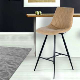 Küchenhocker in Taupe Kunstleder Lehne (2er Set)