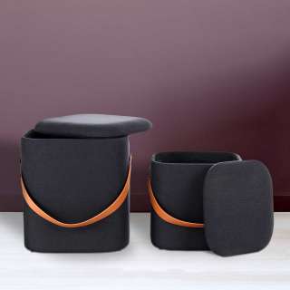 Hocker in Schwarz Webstoff Stauraum (2-teilig)