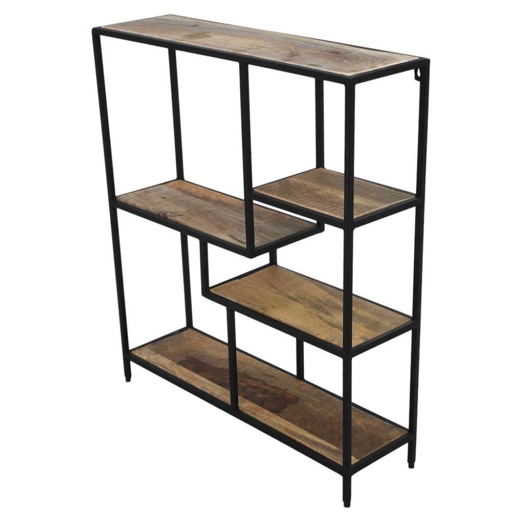 Regal aus Mangobaum Massivholz und Eisen 70 cm breit
