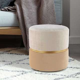 Hocker in Beige Samt Retrostil