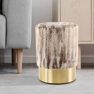 Sitzhocker in Braun Marmor Optik Samtbezug
