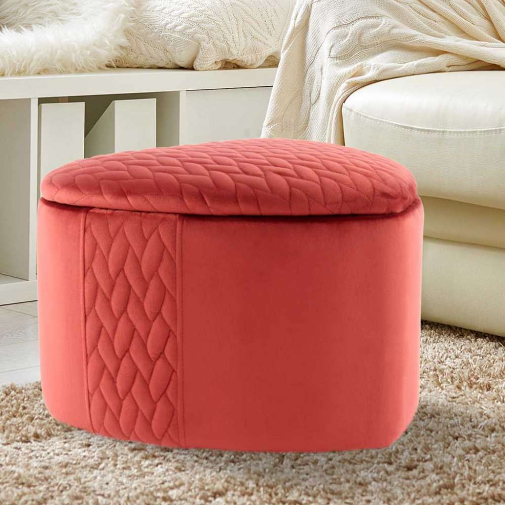 Stauraum Hocker als Herz Rot Samt