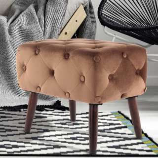 Hocker in Braun Samt Vintage Look