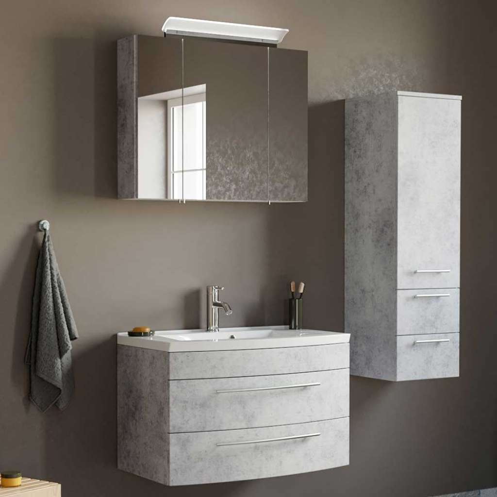Badezimmermöbel Set in Beton Grau hängend (3-teilig)