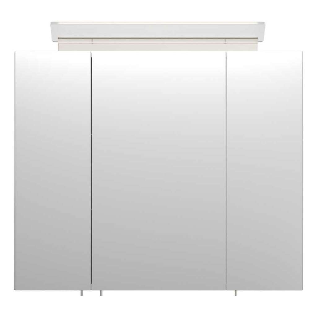 Lichtspiegelschrank in Hochglanz Weiß 3-türig