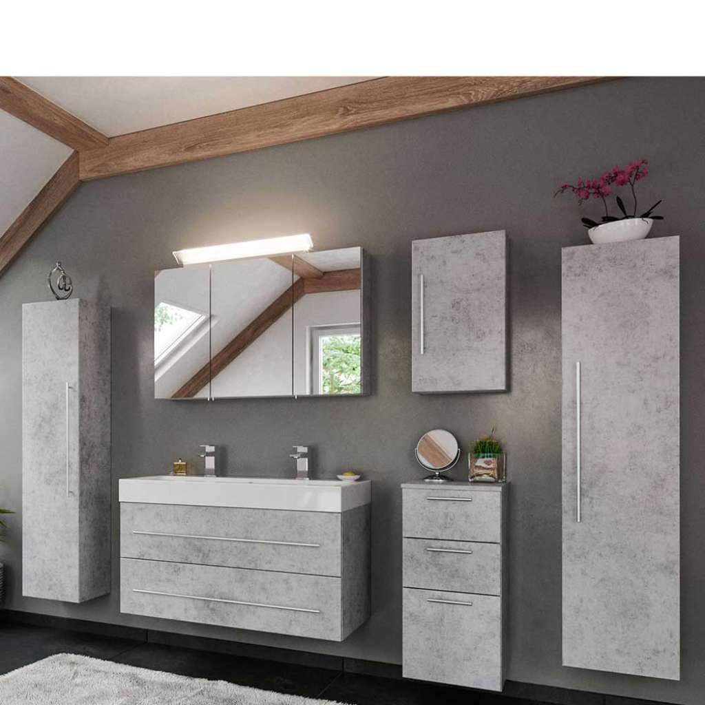 Bad Komplettset in Beton Grau Made in Germany (6-teilig)