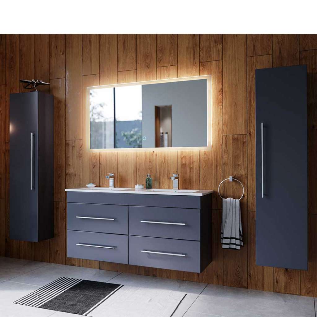 Badezimmer Set in Anthrazit zwei Personen Waschtisch (4-teilig)