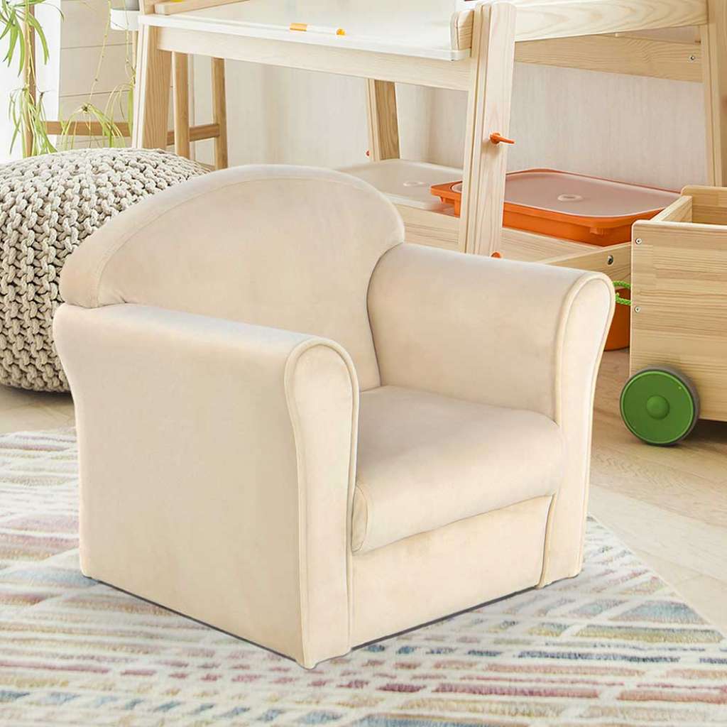 Kinder Polstersessel in Beige Samt