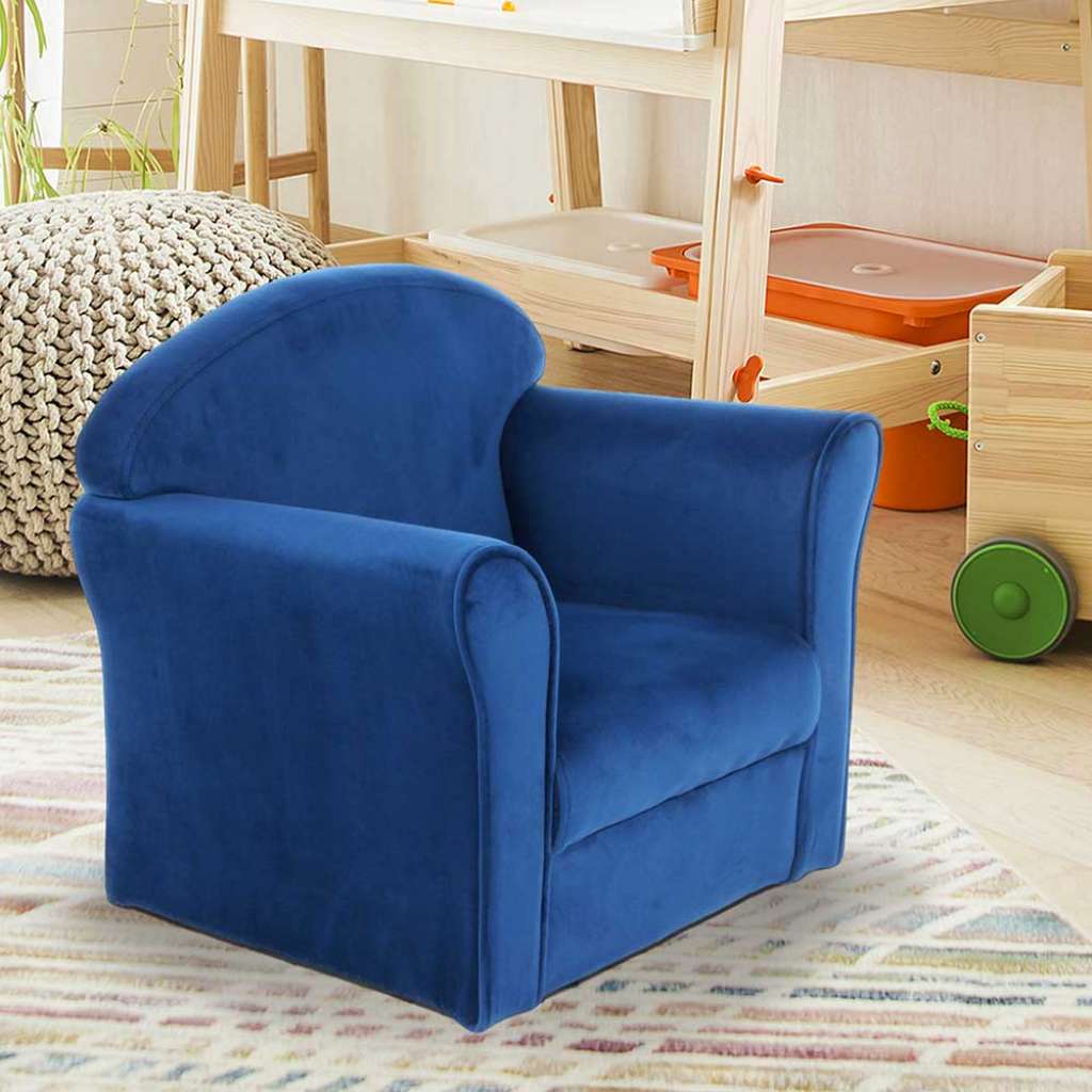 Kindersessel in Blau Samt 20 cm Sitzhöhe