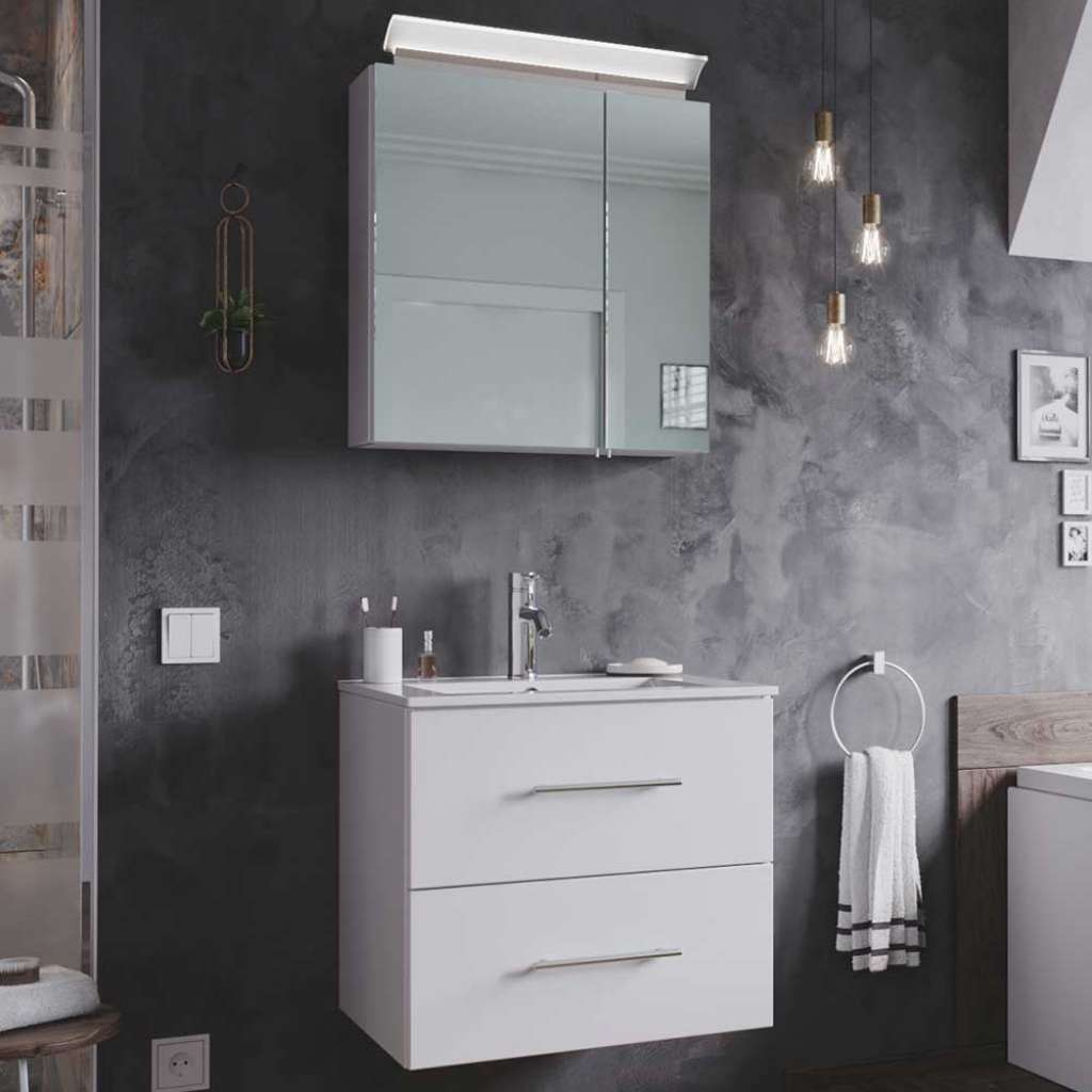 Badezimmer Set in Hochglanz Weiß Made in Germany (2-teilig)