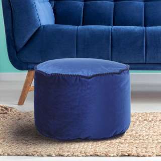 Samt Pouf in Blau Orientalischen Design