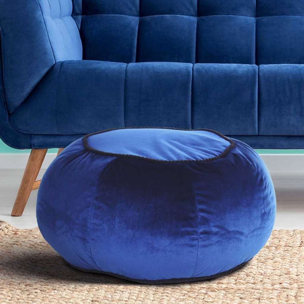 Samt Sitzpouf in Blau Orientalischen Design
