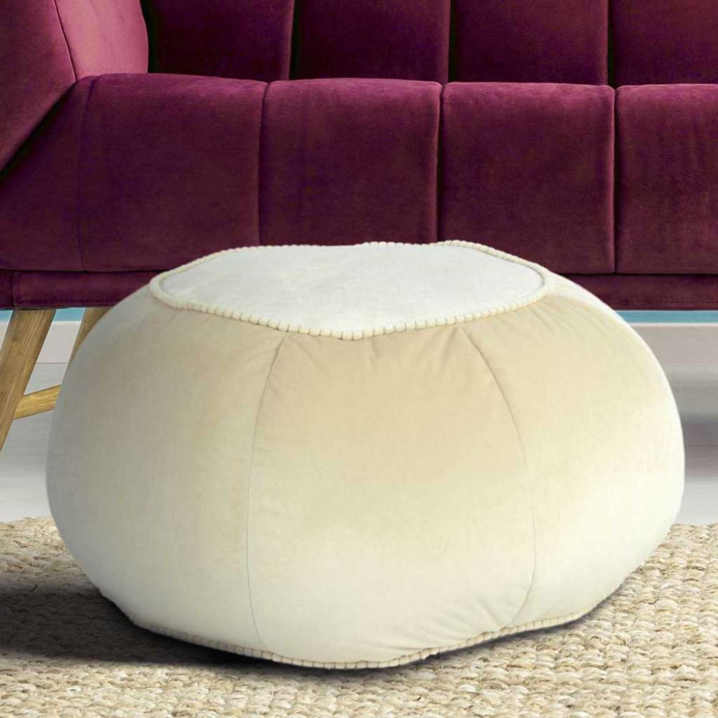 Samt Pouf in Creme Weiß Orientalischen Stil