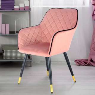 Esstischstuhl in Rosa und Schwarz Samt modern
