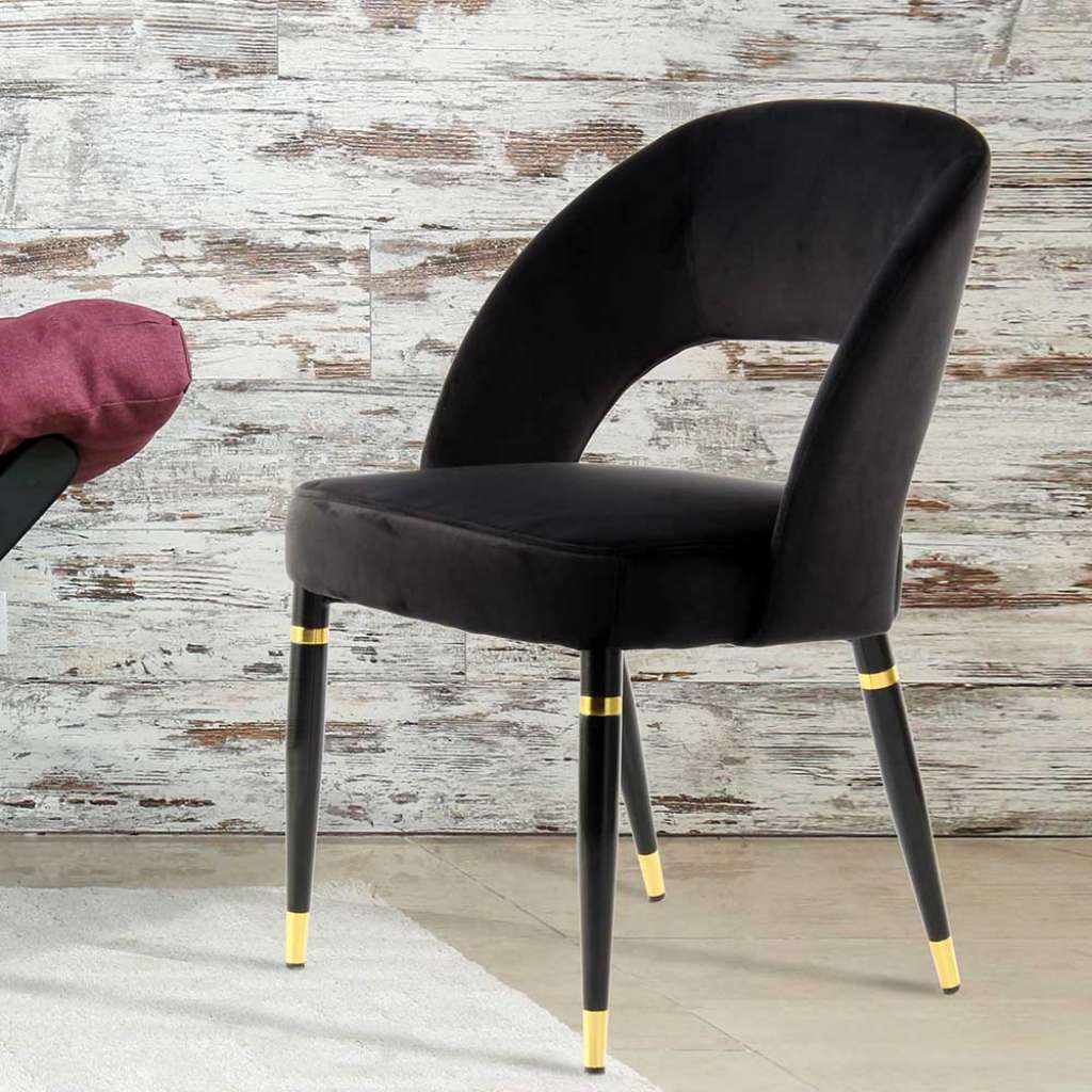 Samt Polsterstühle in Schwarz modern (2er Set)