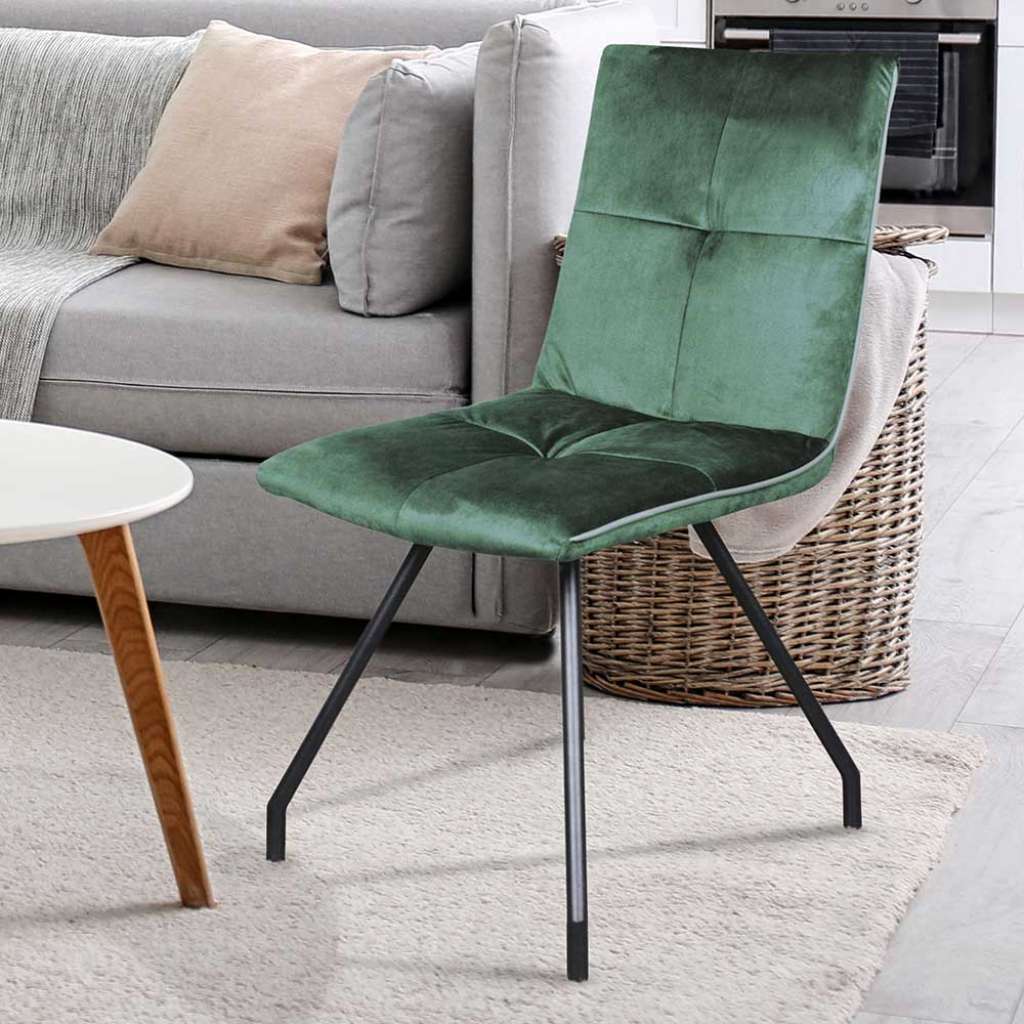 Esstisch Stühle in Grün Samt modern (2er Set)