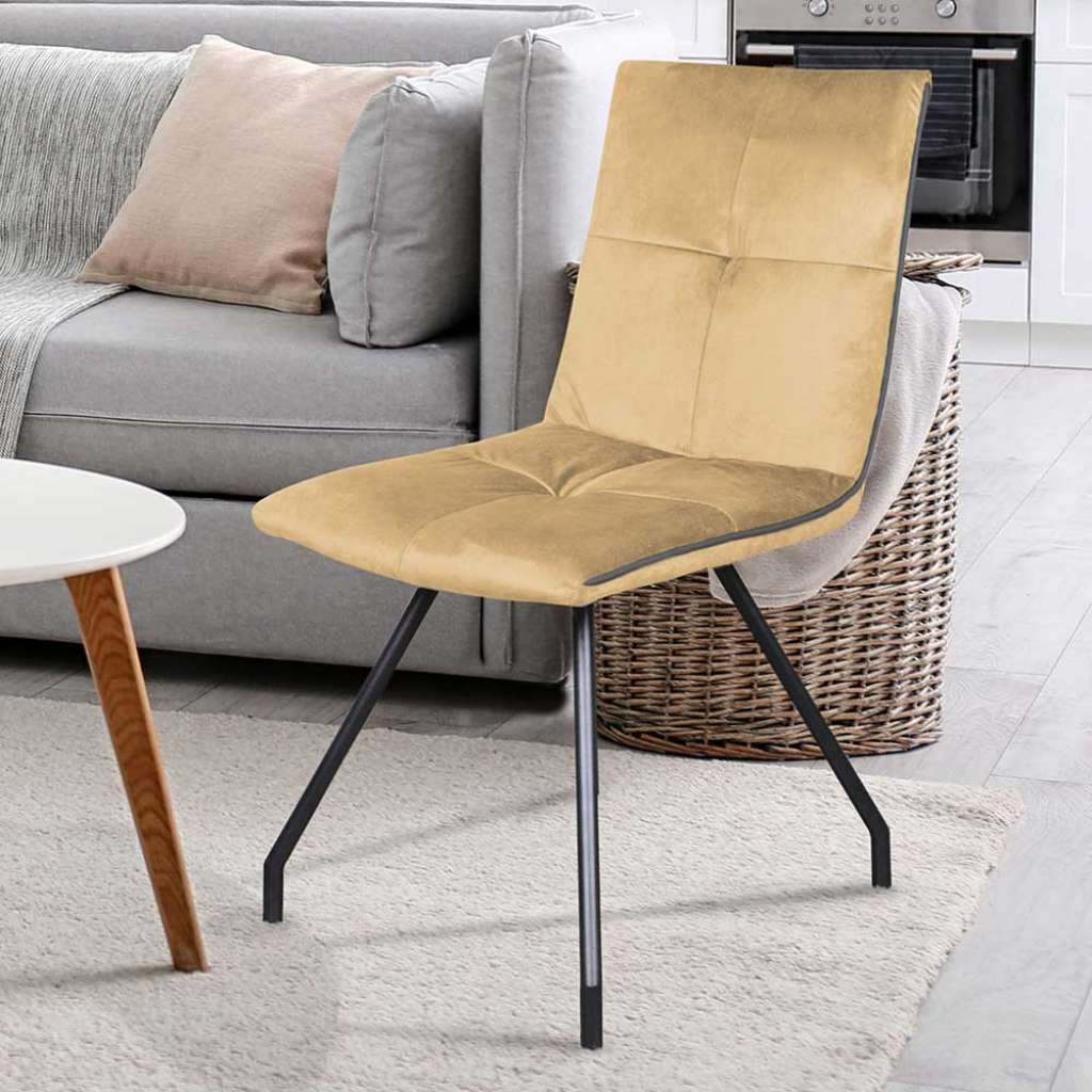 Esszimmer Stühle in Beige Samt Metallgestell (2er Set)