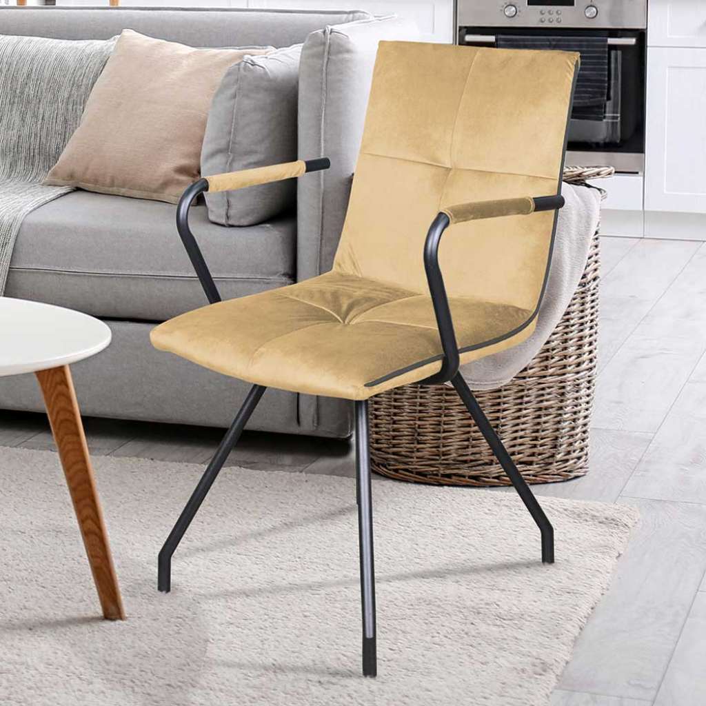 Polsterstühle in Beige Samt Armlehnen (2er Set)