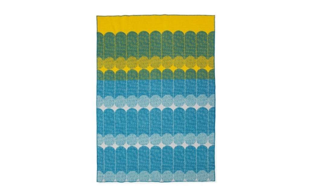 Normann Copenhagen - Ekko Wolldecke - gelb/blau - indoor