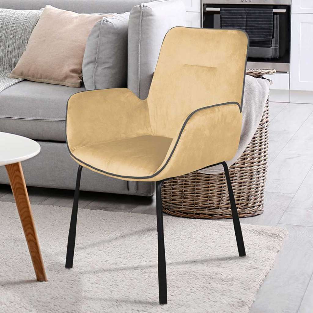 Esszimmerarmlehnstuhl in Beige Samt modern