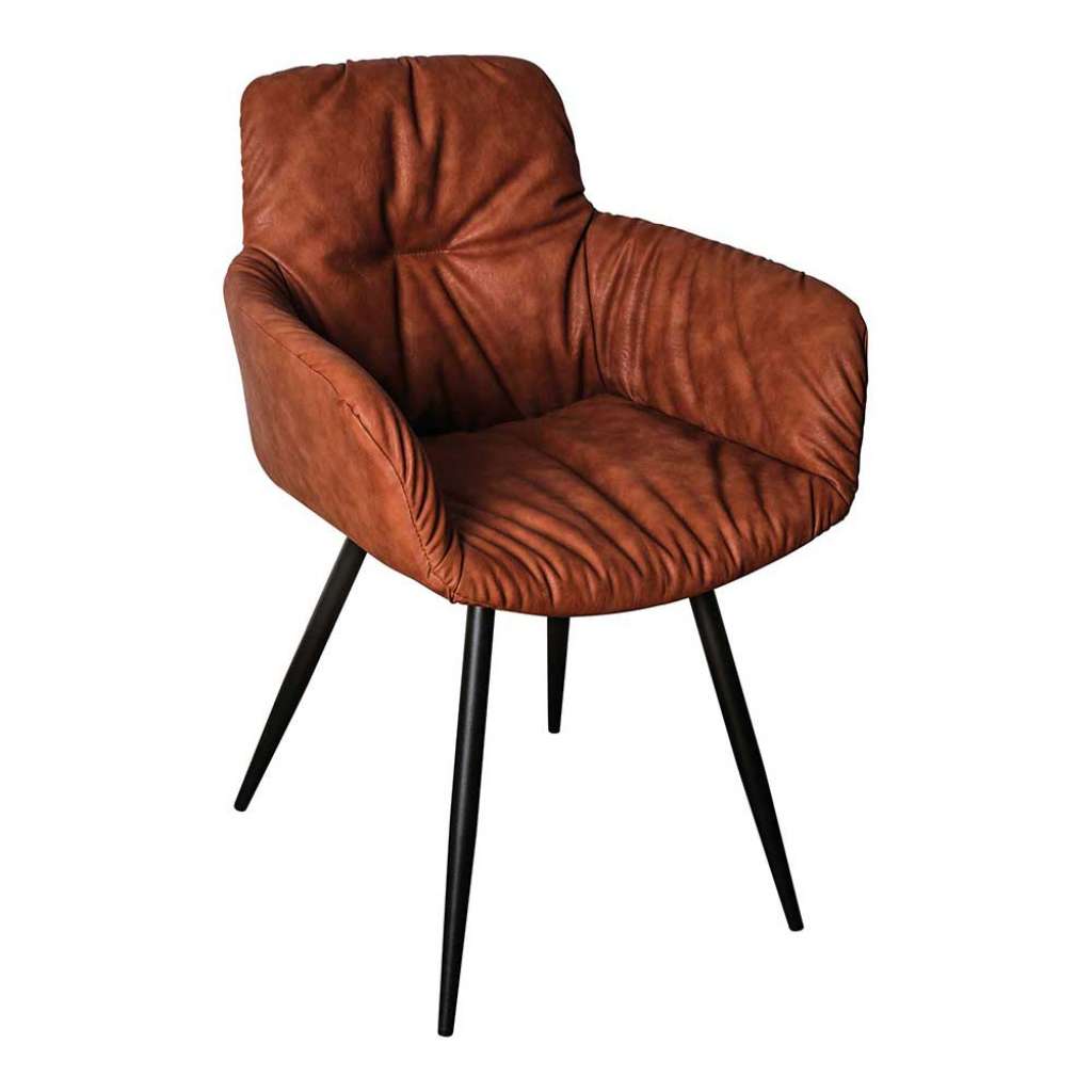 Tischsessel in Braun und Schwarz Kunstleder und Metall (2er Set)