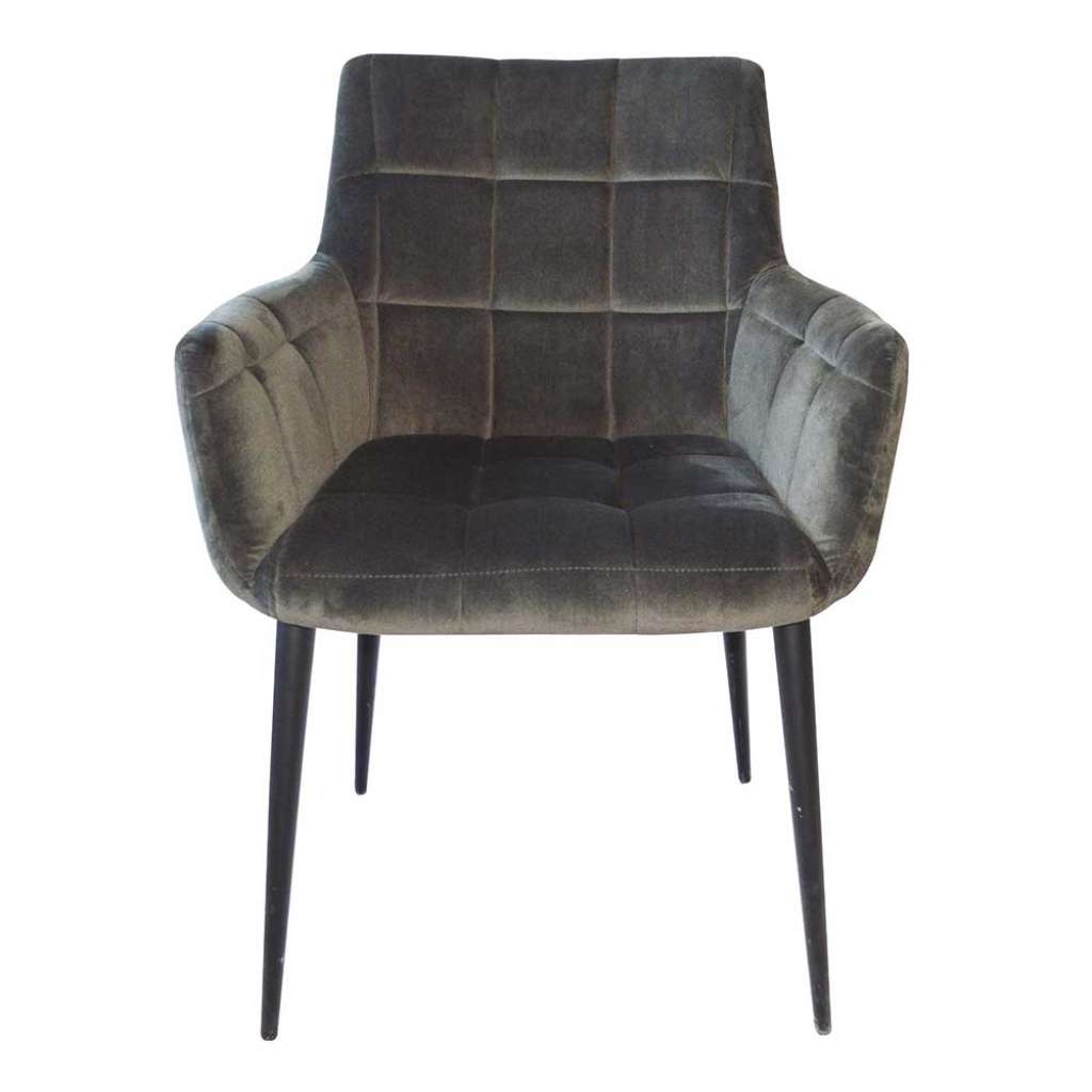 Küchenstühle in Grau und Schwarz Samt und Stahl (2er Set)