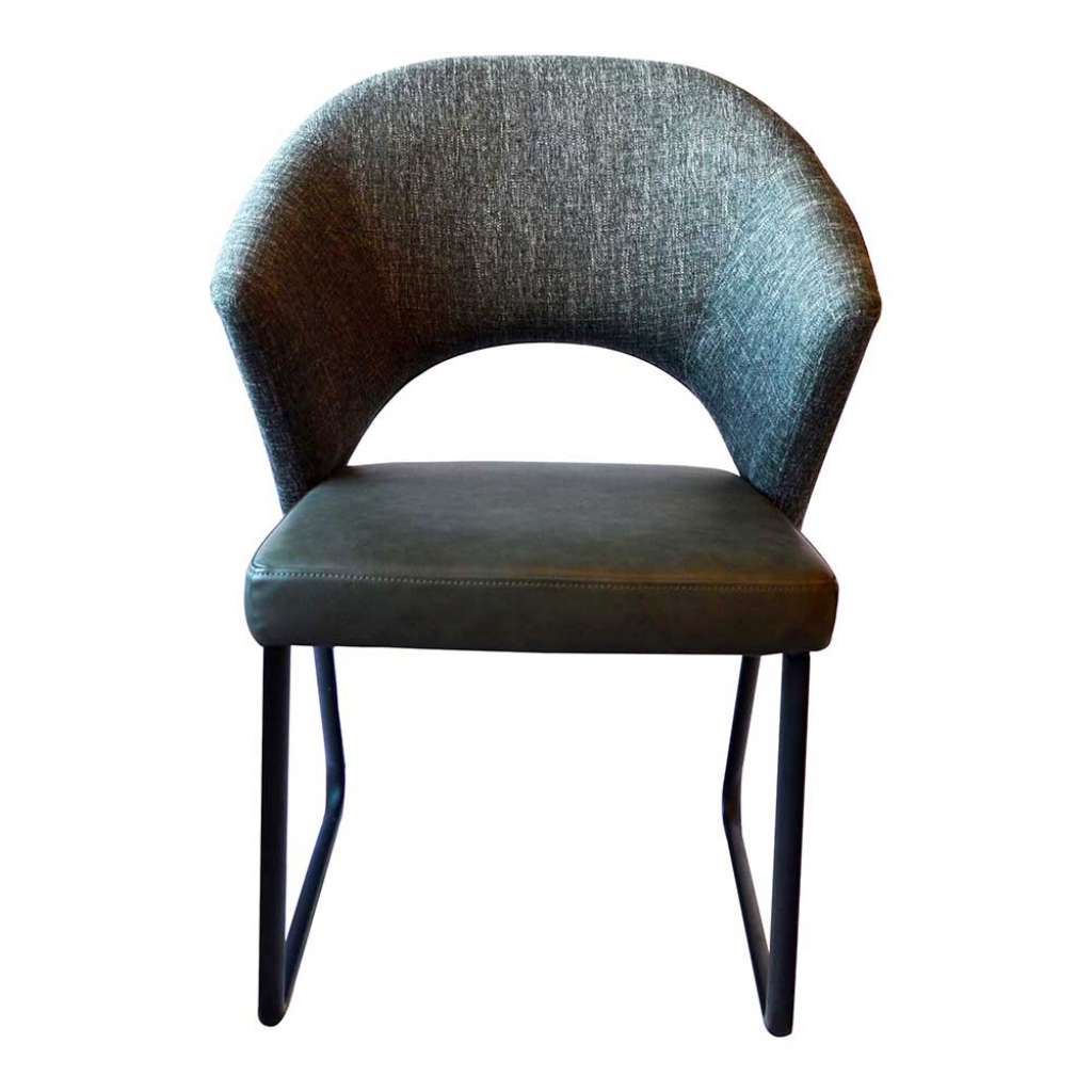 Polsterstuhl aus Kunstleder Webstoff und Eisen Grau und Schwarz