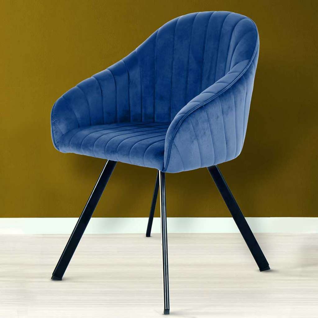 Armlehner in Dunkelblau Samt Metallgestell (2er Set)