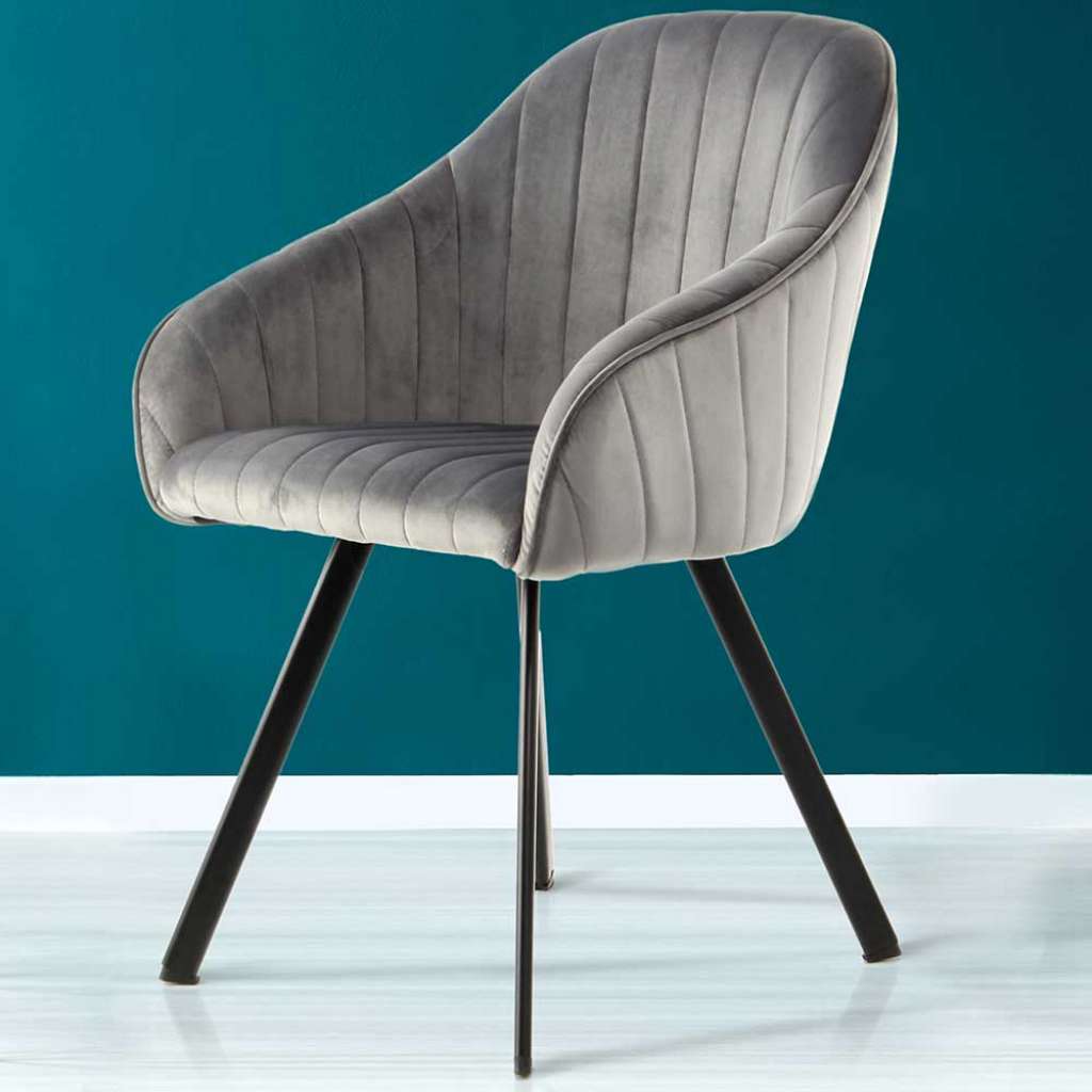 Armlehnen Polsterstühle in Dunkelgrau Metallgestell (2er Set)