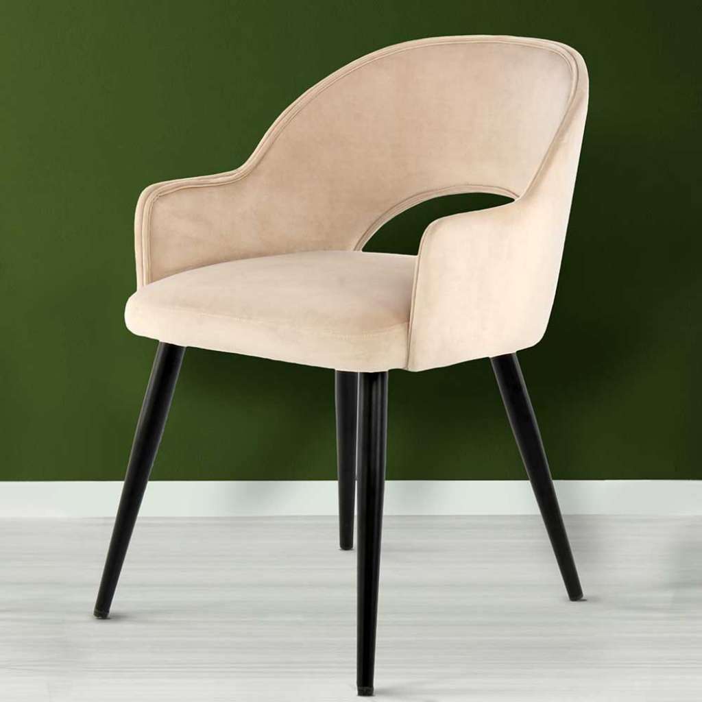 Polsterstühle in Creme Weiß Samt Retro Design (2er Set)