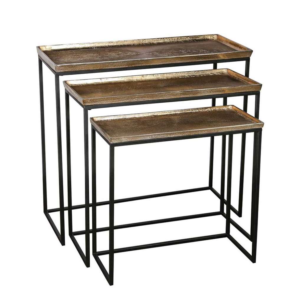 Dreisatztisch aus Aluminium und Eisen modern (3-teilig)