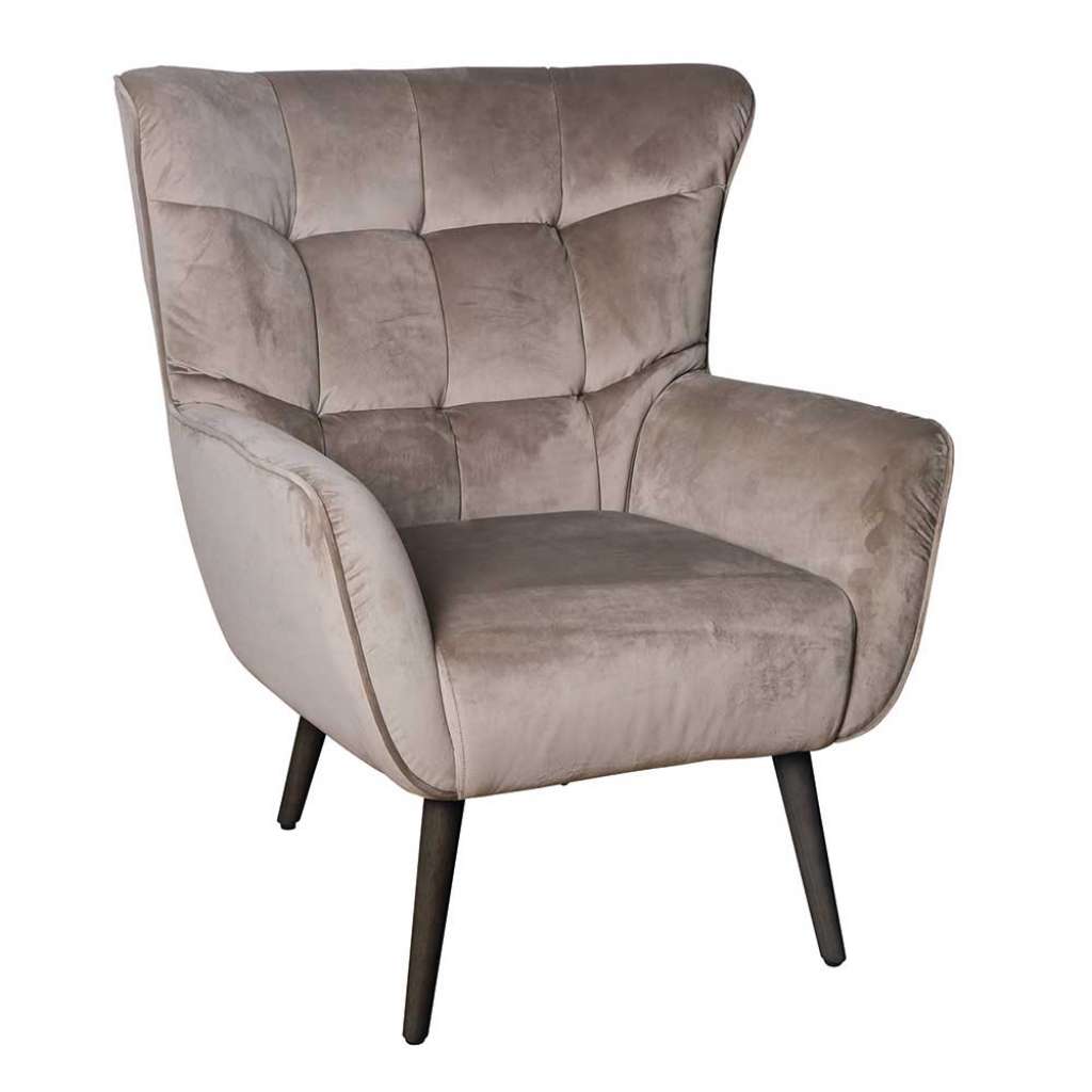 Retro Polstersessel in Beige Samt 45 cm Sitzhöhe