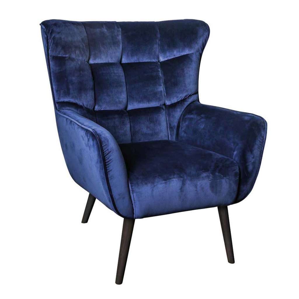Samt Sessel in Blau Retro Look