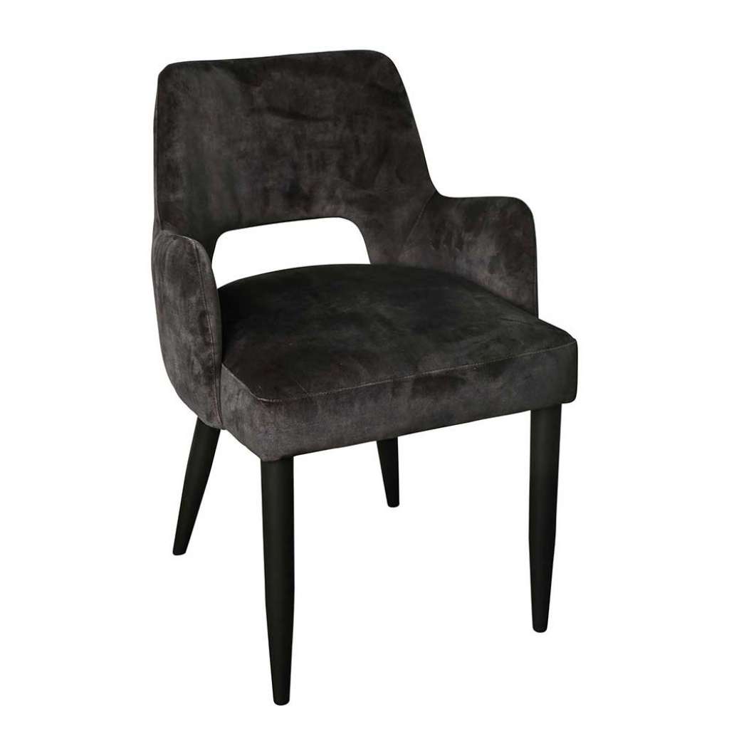 Esszimmer Stuhl in Anthrazit Samt Armlehnen
