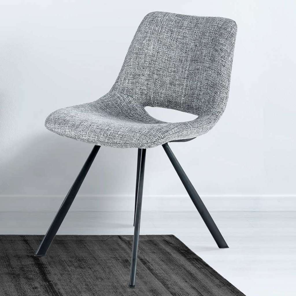 Esstisch Stühle in Grau Webstoff Metallgestell (2er Set)