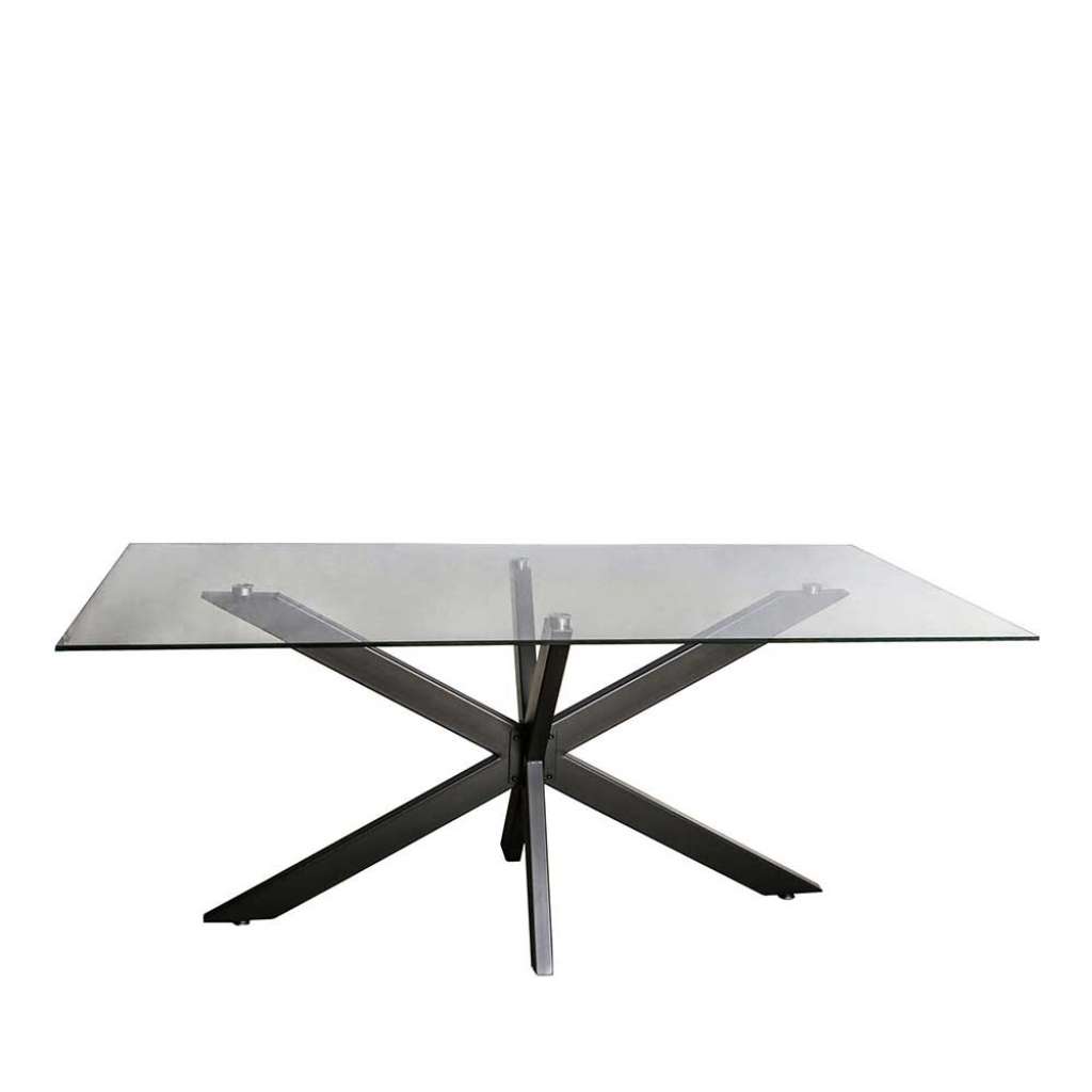 Esstisch mit Klarglasplatte 180 cm breit
