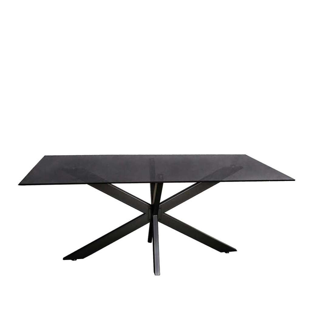 Esstisch mit Rauchglasplatte 180 cm breit