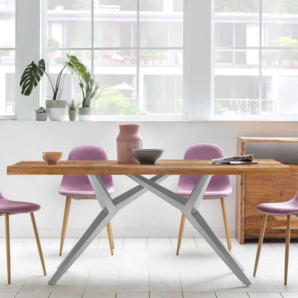 Esstisch aus Eiche Massivholz und Eisen Loft Design
